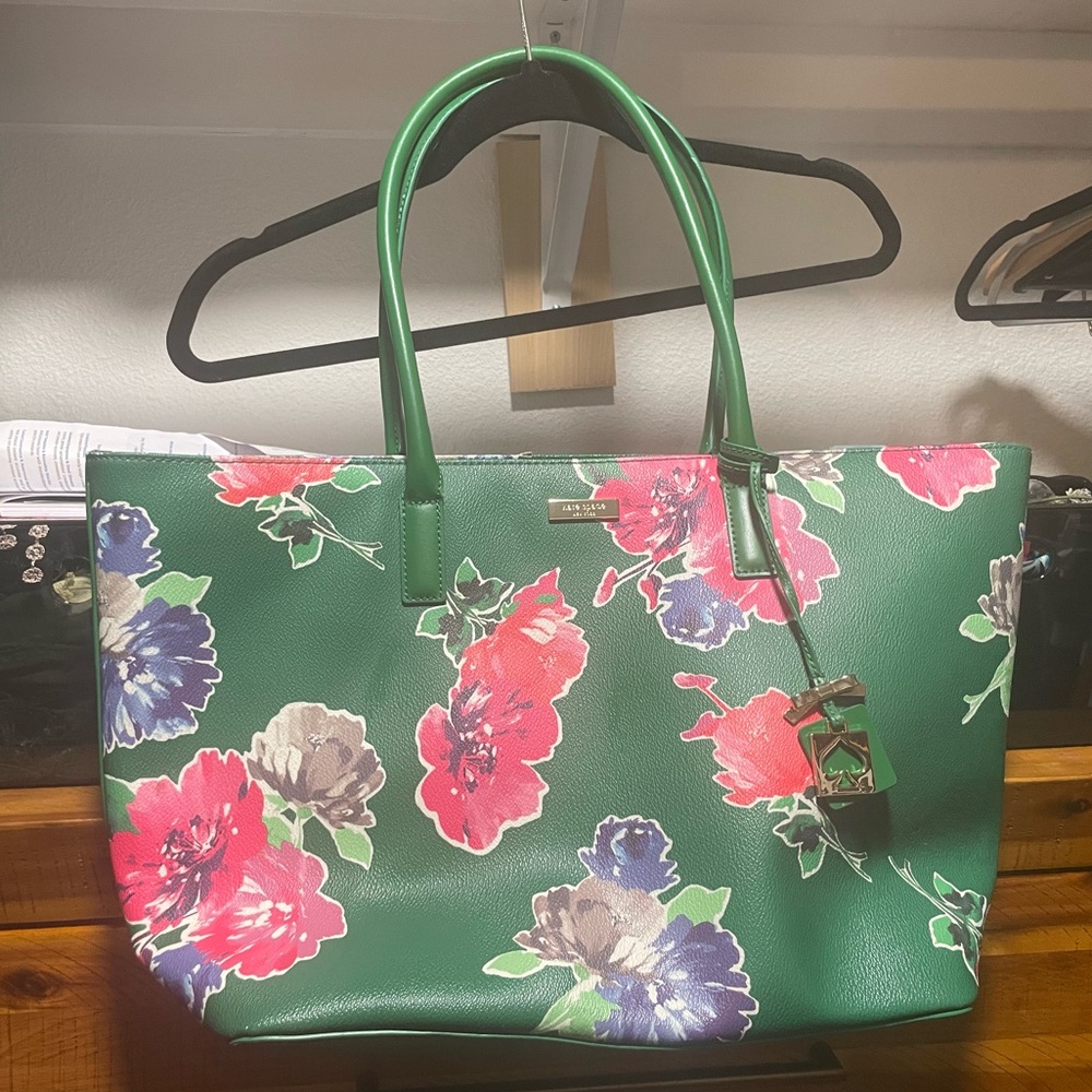 Kate Spade Green Floral Tote Bag